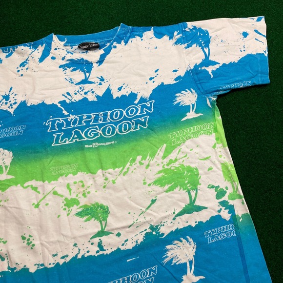 Jerry Leigh Other - Vintage Typhoon Lagoon Shirt Mens M Blue Green All Over Print Single Stitch 90s